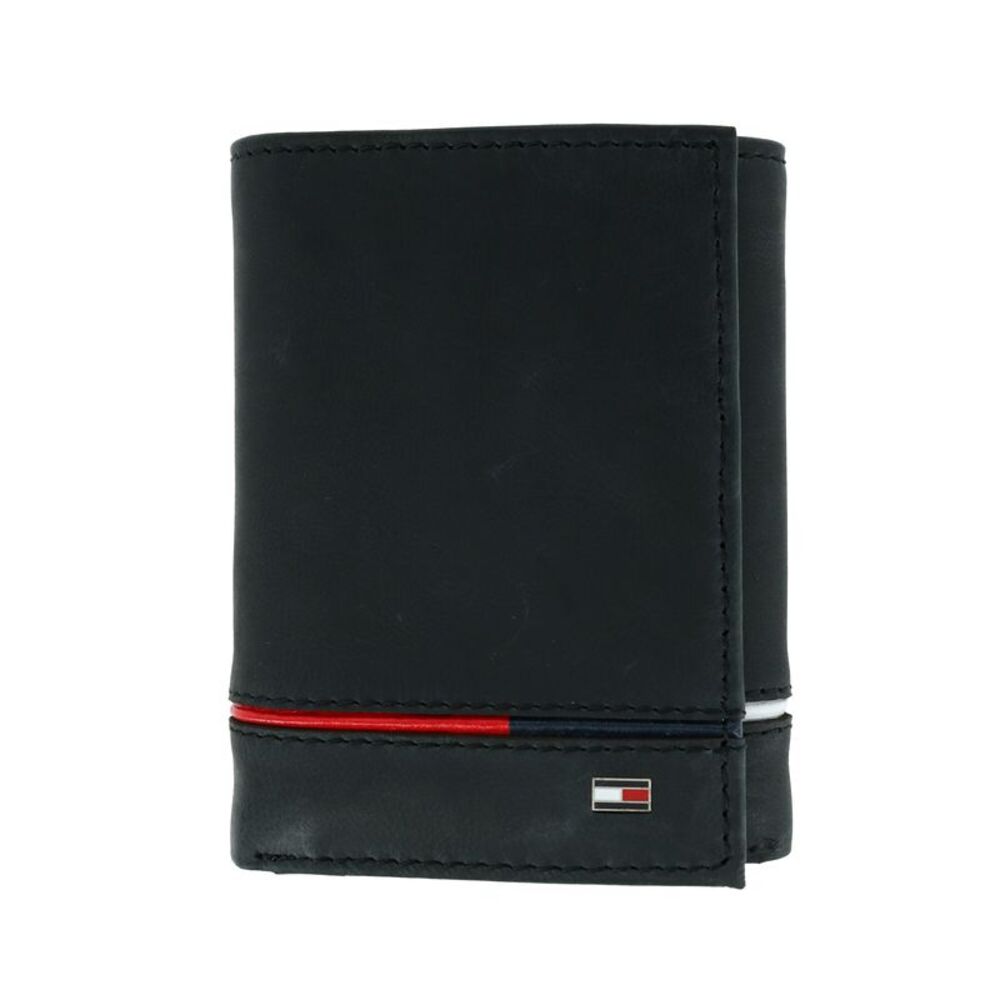 Tommy Hilfiger Men's Leather Leif RFID Trifold Wallet with Double ID